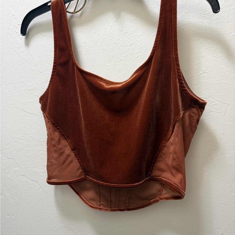 Motel Rocks Rust Velvet Corset Tank - Picture 4 of 5